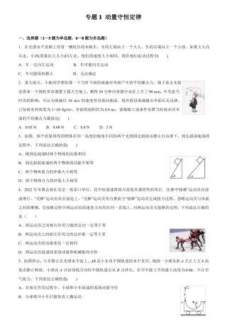 高三物理寒假能量包——专题练习1动量守恒定律含答案