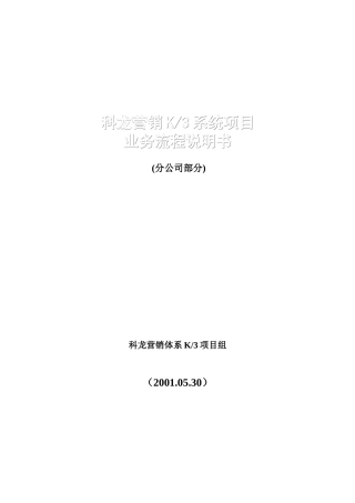 科龙项目业务流程说明书(分公司）