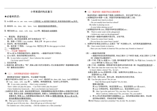 小学英语句型转换(陈述句变一般疑问句特殊疑问句及练习)