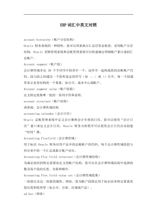 ERP常用词汇中英文对照