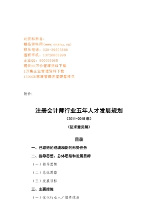 试谈注册会计师行业五年人才发展规划