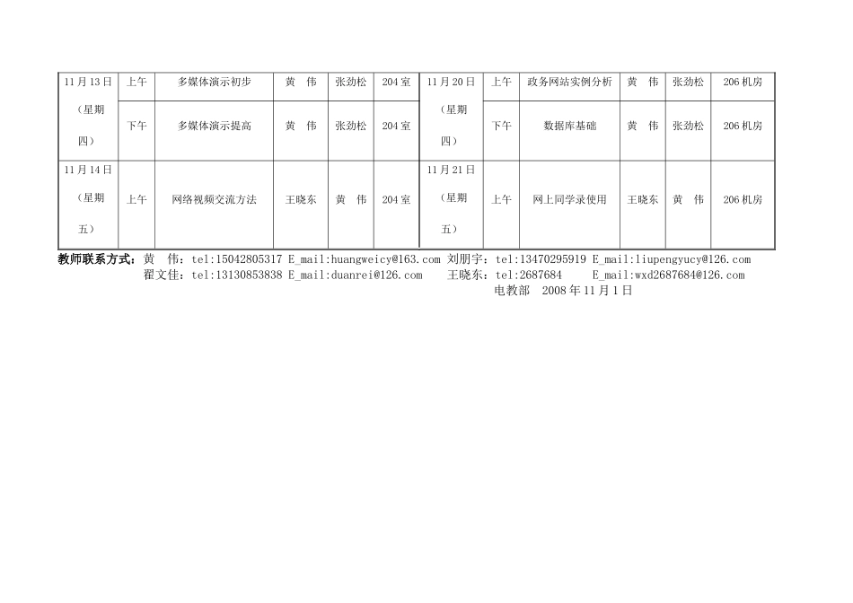 进修一班电子政务理论与实务课程表(初级)_第3页