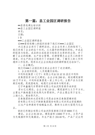 第一篇：县工业园区调研报告
