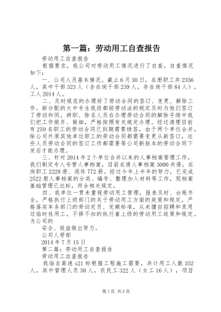 第一篇：劳动用工自查报告