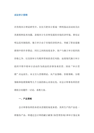 试论审计营销
