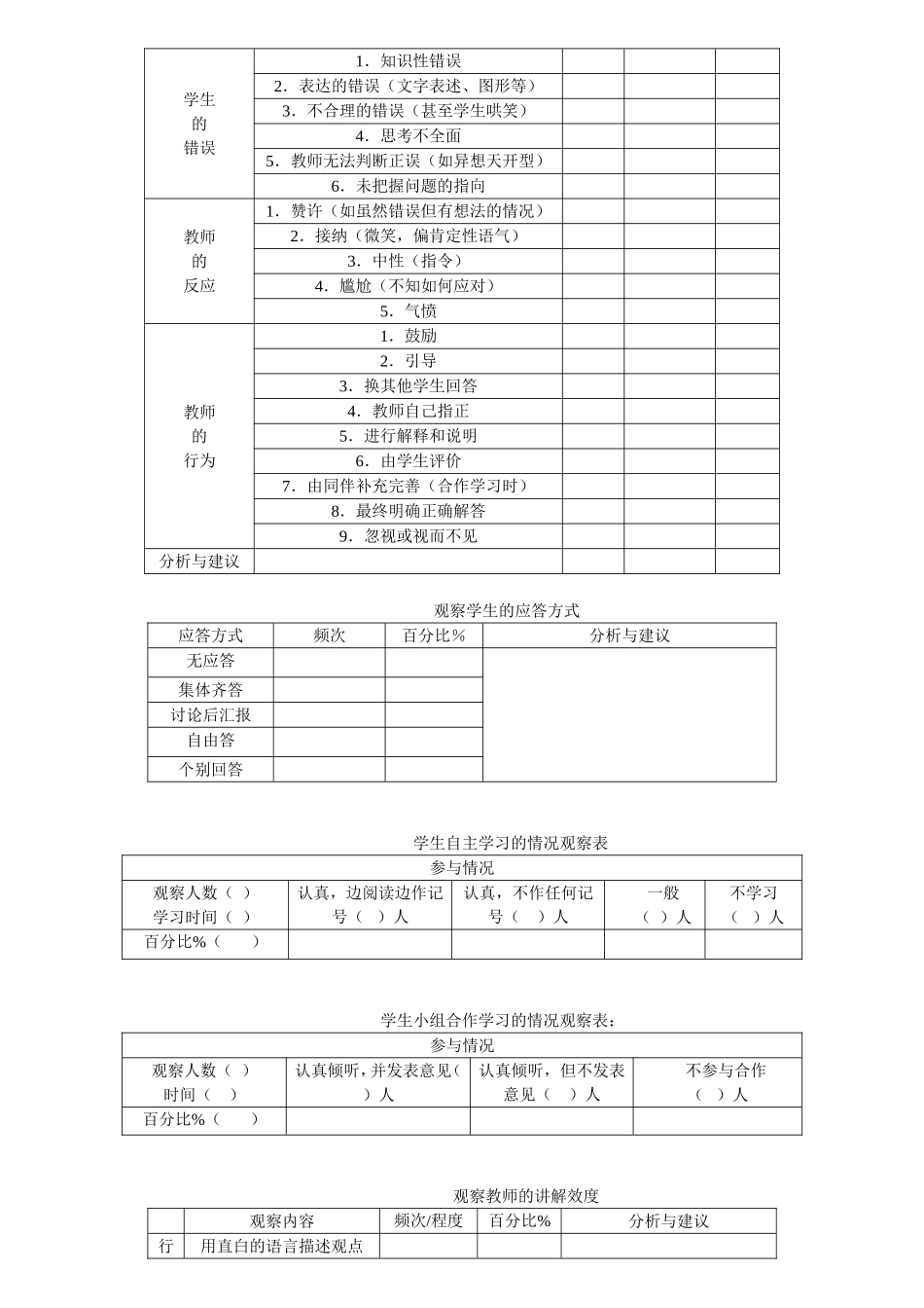 课堂观察框架及观察量表举例_第3页