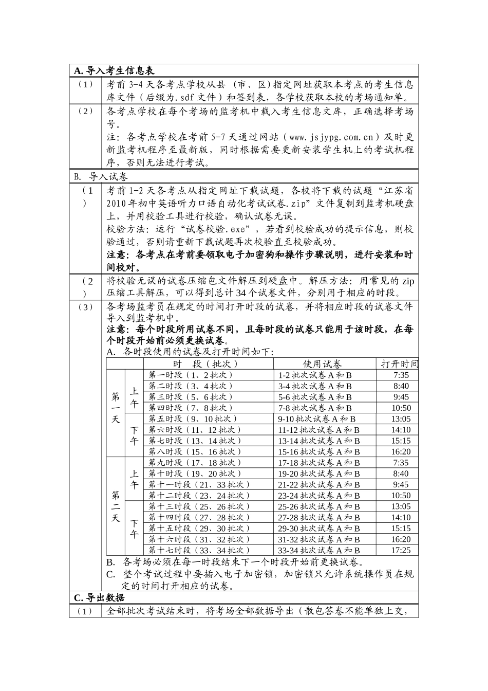 江苏省初中英语听力口语自动化考试考前准备和检查流程单_第3页