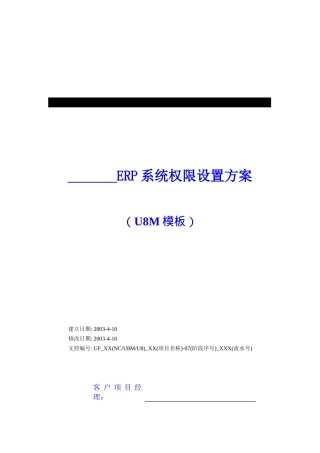 ERP系统权限设置方案(U8M模板)