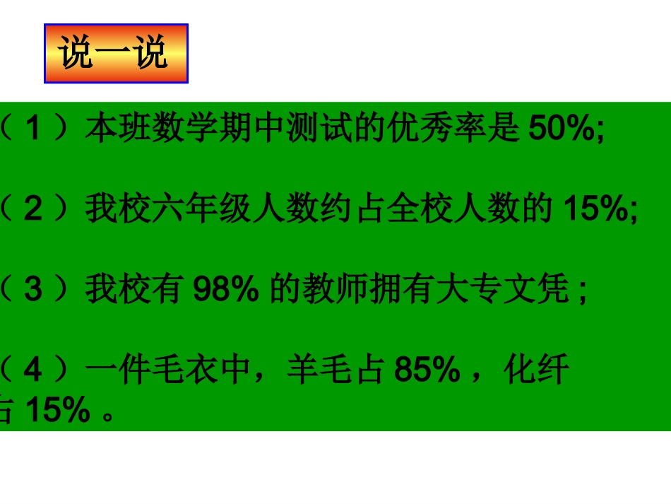 人教版六年级数学上册《生活中的百分数》PPT课件_第3页