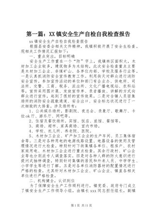 第一篇：XX镇安全生产自检自我检查报告