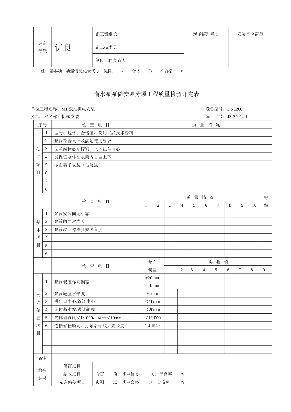 设备安装质量评定表_第3页