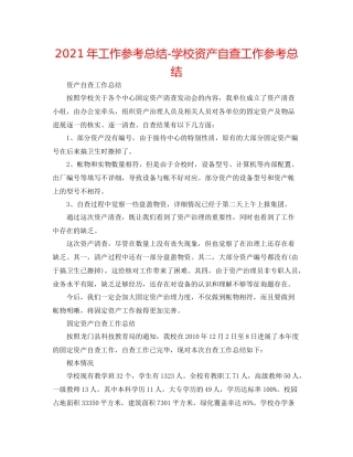 2021年工作参考总结学校资产自查工作参考总结
