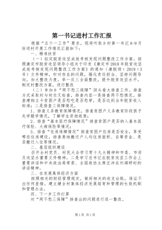第一书记进村工作汇报