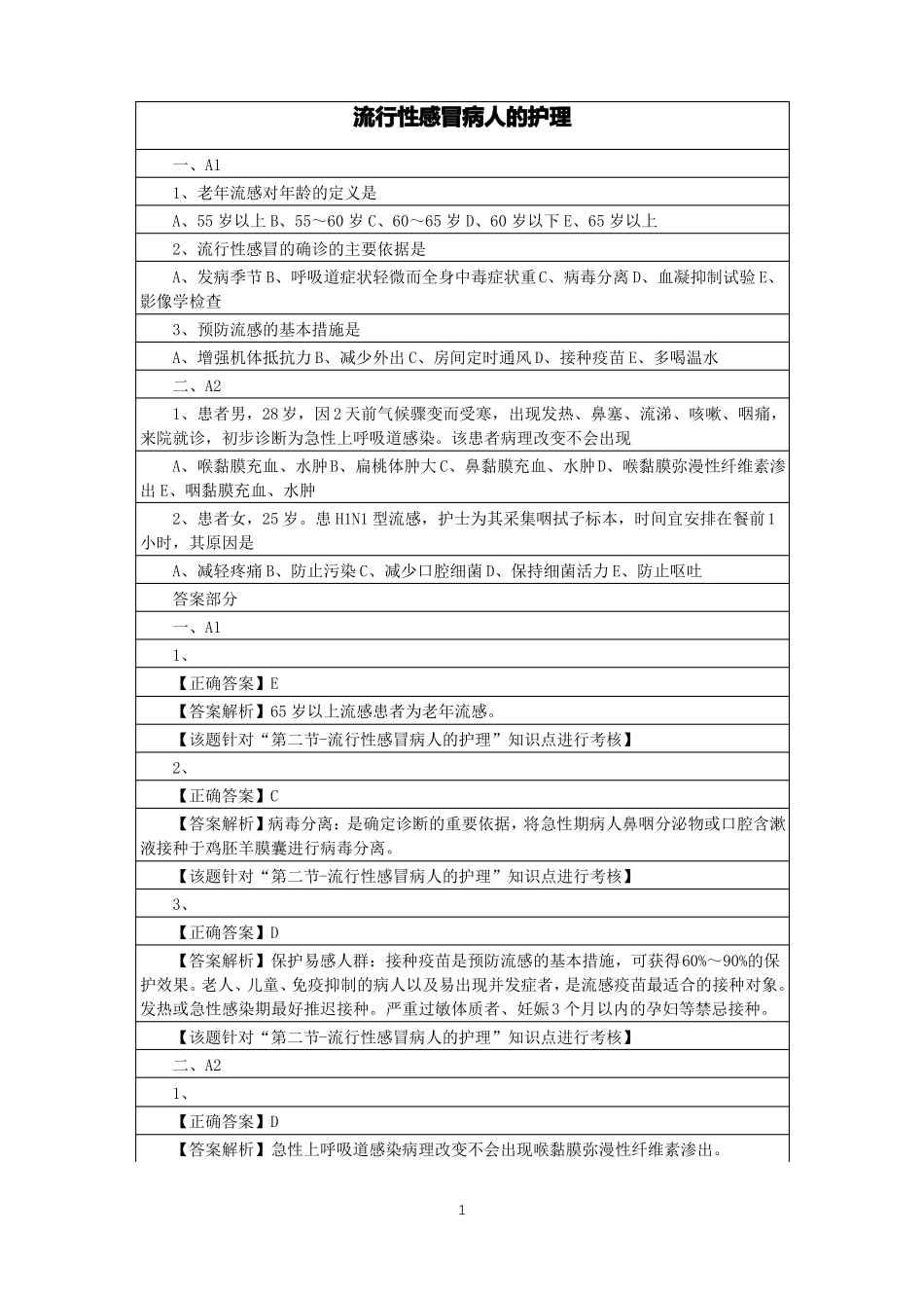 流行性感冒病人的护理_第1页