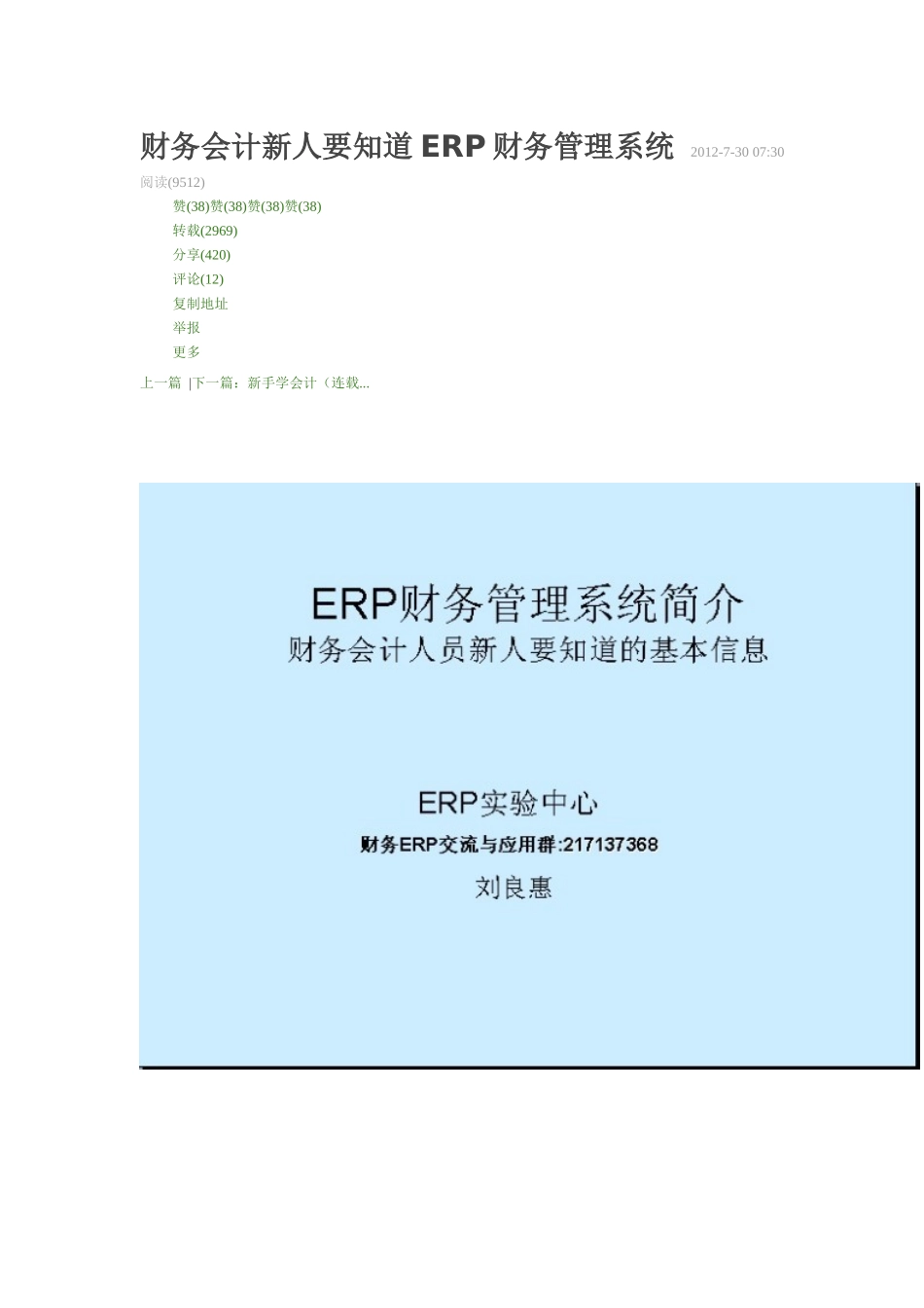 财务会计新人要知道ERP财务管理系统XXXX_第1页