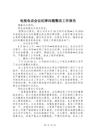 电视电话会议纪律问题整改工作报告