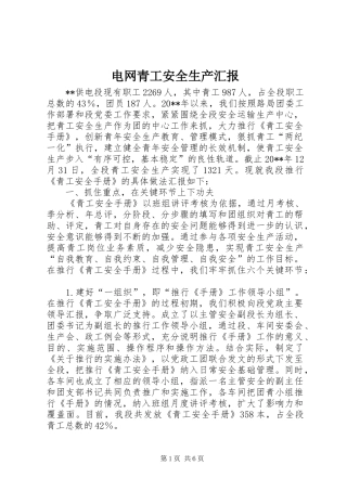 电网青工安全生产汇报