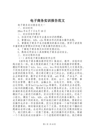 电子商务实训报告范文