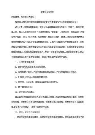 安委会汇报材料