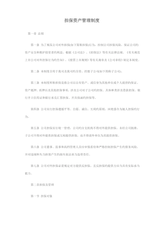 担保资产管理制度