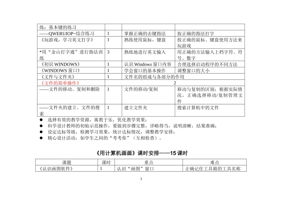 教学内容及建议-小学信息技术教材分析与教法建议_第3页