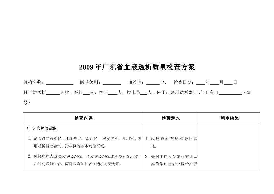 血液透析质量检查方案_第1页