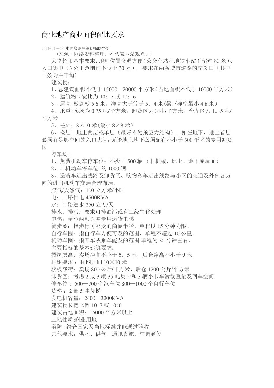 商业地产商业面积配比要求_第1页