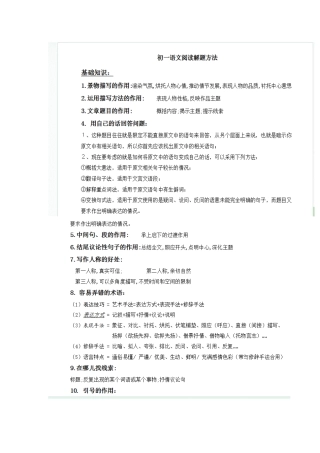 初一语文阅读解题方法