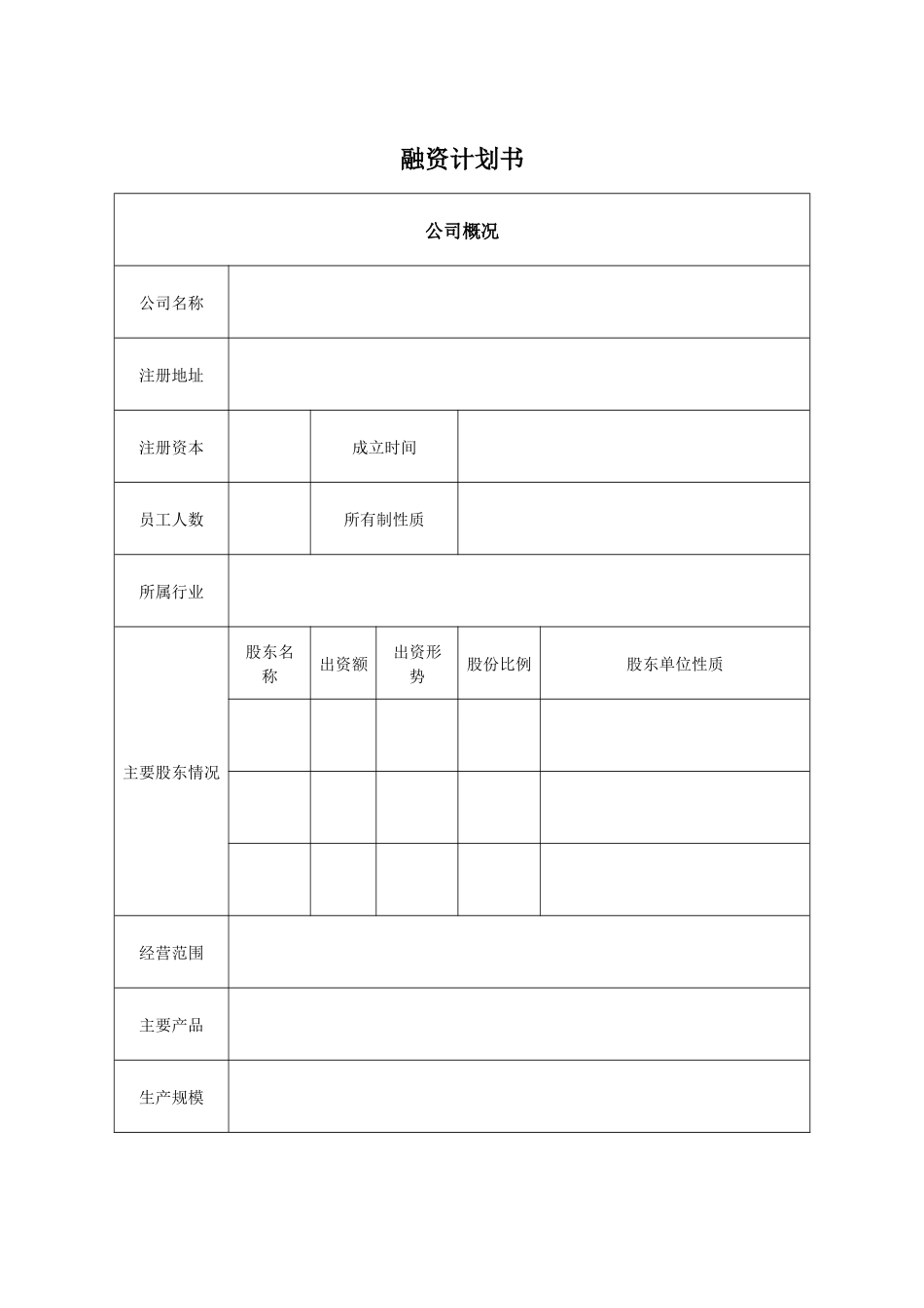 融资计划表格_第1页