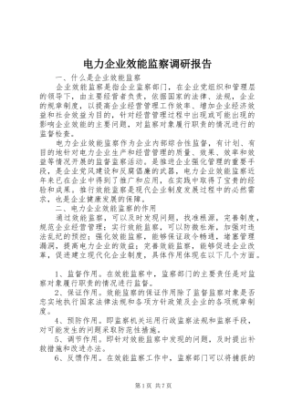 电力企业效能监察调研报告