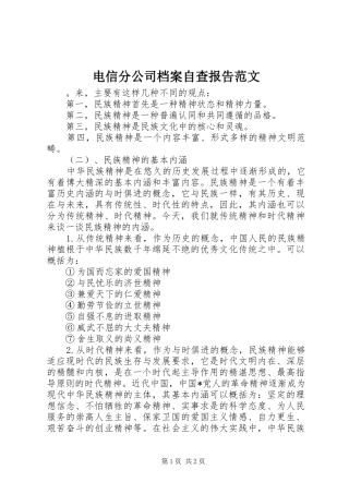 电信分公司档案自查报告范文