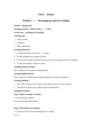 新人教版选修六Unit2Period1教案