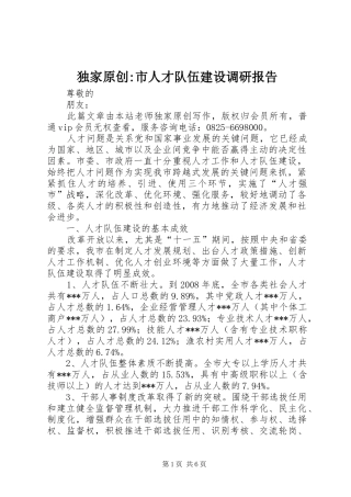 独家原创-市人才队伍建设调研报告