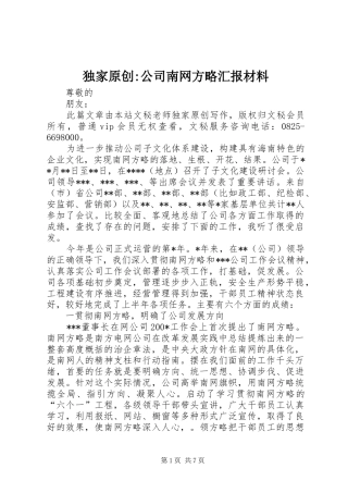 独家原创-公司南网方略汇报材料