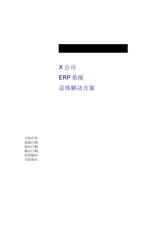 X公司ERP系统总体解决方案