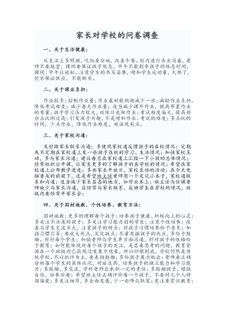 家长对学校的问卷调查