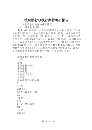 法院涉行政执行案件调研报告