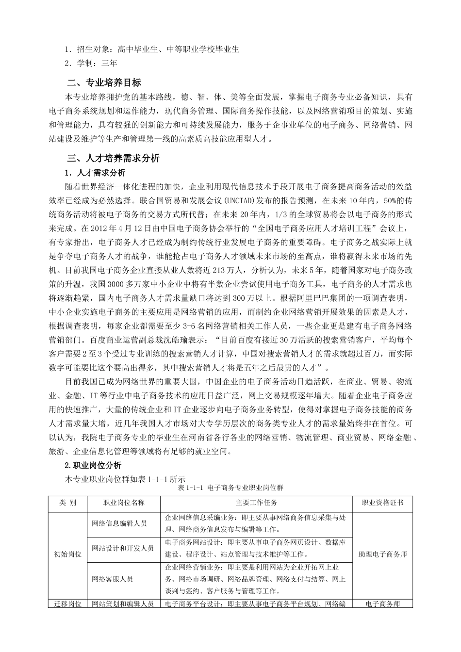 XXXX级电子商务专业人才培养方案_第2页
