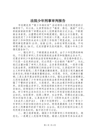 法院少年刑事审判报告