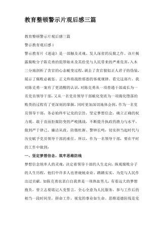 教育整顿警示片观后感三篇