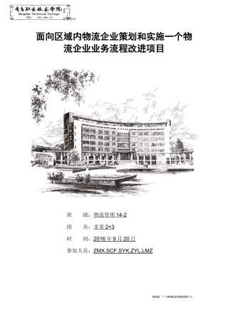 面向区域内物流企业策划和实施一个物流企业业务流程改进项目