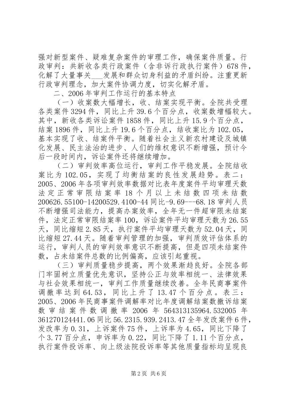 法院二00六年审判工作运行态势分析报告_第2页