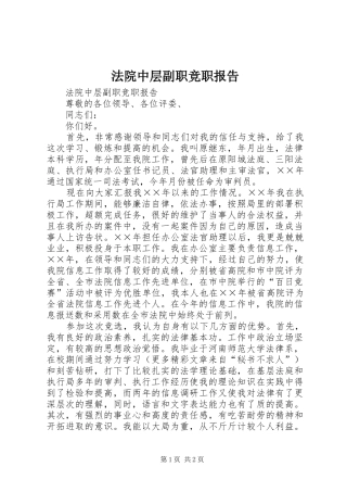 法院中层副职竞职报告