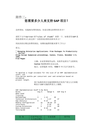 SAP项目需要多少人来支持