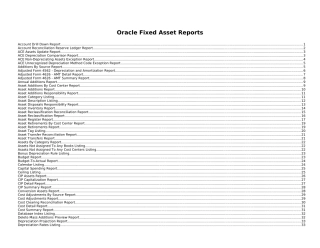 Oracle Fixed Asset Reports(固定资产模块报表)