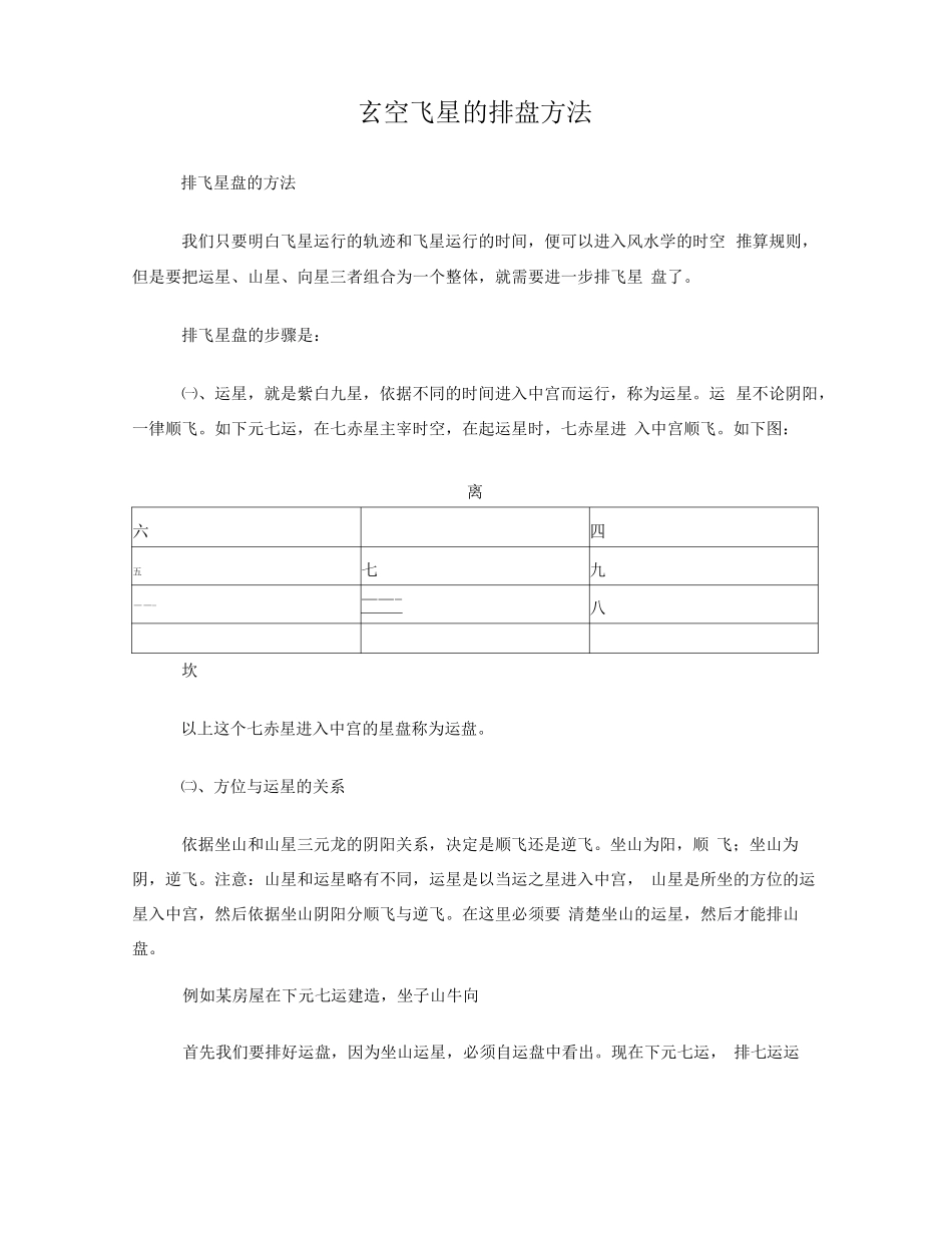 玄空飞星的排盘方法_第1页