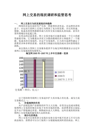 网上交易的现状调研和监管思考网上交易行为的发展现状和趋势