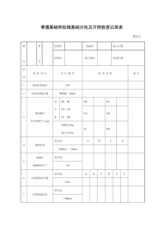 线路质量检测评级表