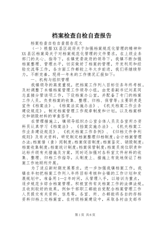 档案检查自检自查报告