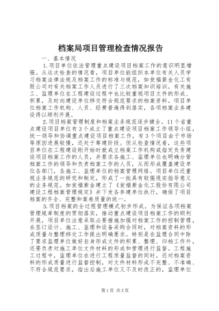 档案局项目管理检查情况报告